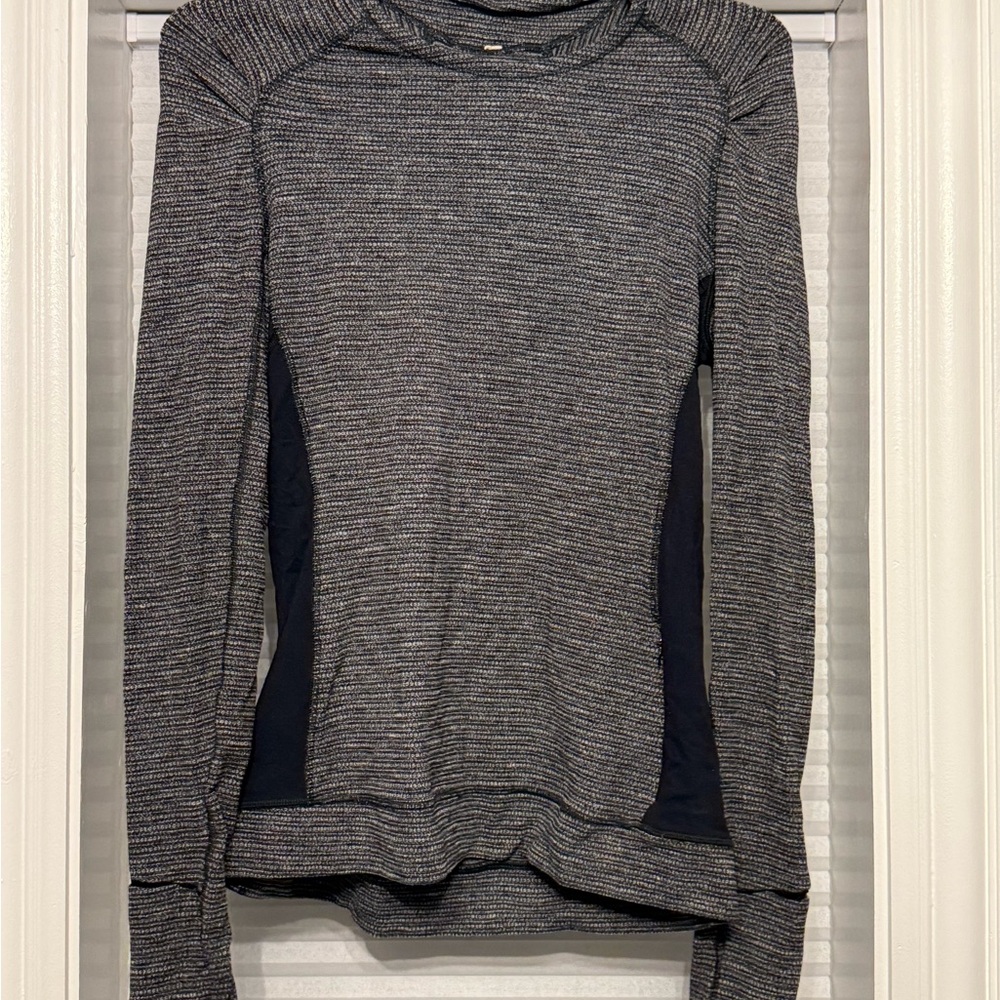 Lululemon Gray Long Sleeve Athletic Top with Black Side Panels
